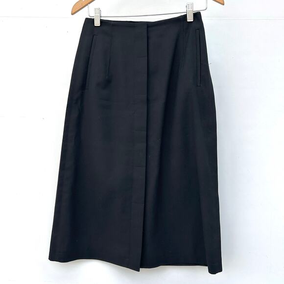 Acne Studios Black Mid-Length Midi Wool Skirt Asymmetrical Black 36 Pencil 4 - Picture 2 of 11